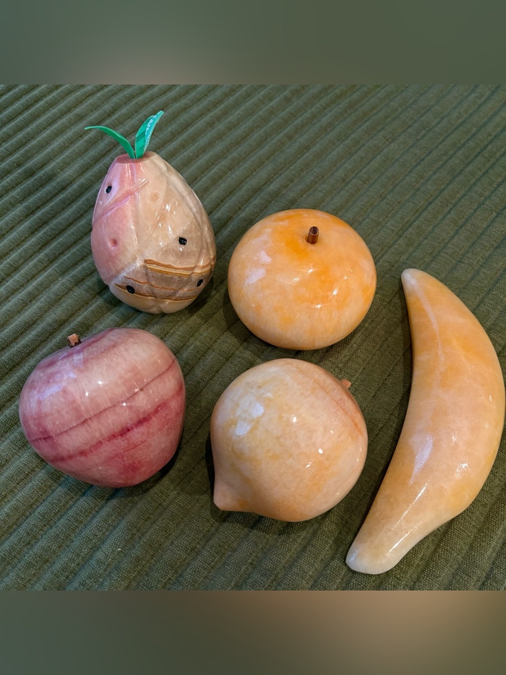 Vintage Alabaster Marble Stone Decorative Fruit Collection